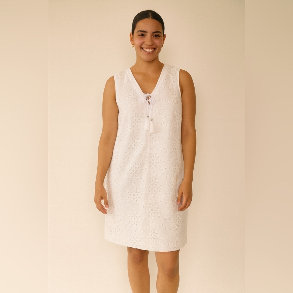 White House Black Market White Eyelet Dress.   Size-14
